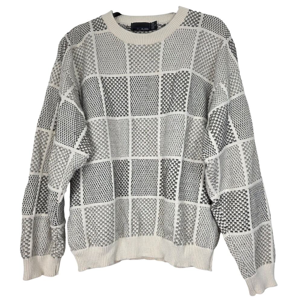 Bill Blass Vintage 90s Men's Sweater Large 100% Cotton Made in USA Knit Crewneck